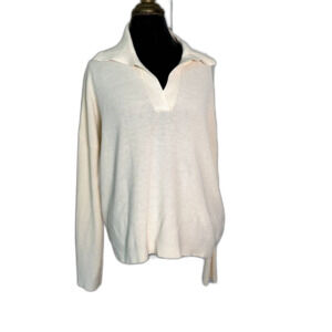 Vineyard Vines XL White Collared Sweater – Long Sleeve Knit Preppy Pullover